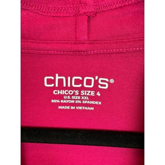 CHICO'S pink magenta knit open front waterfall cardigan sweater size 4 XXL NWOT - Picture 2 of 9